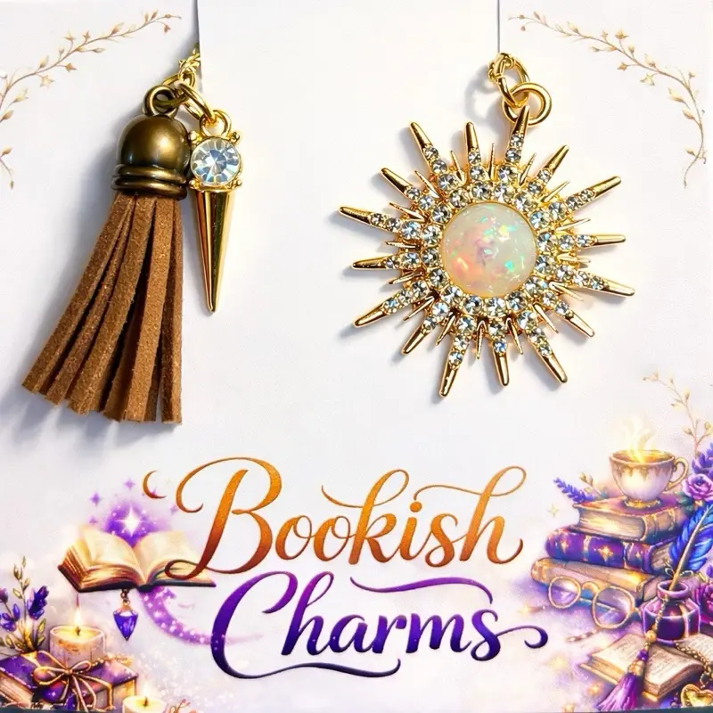 Gold Sunburst Bookmark Charm for Book Lovers | Celestial Reader Gift