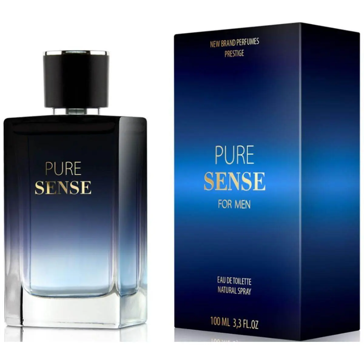 NEW Brand Prestige Pure Sense Men's EDP Perfume Spray - Spicy Blend with Leather, Vanilla, Thyme & Ginger Notes, 3.4 fl oz, New In Box, Single Item, Glamorous Men's Fragrance, Non-Sweet Men's Fragrance