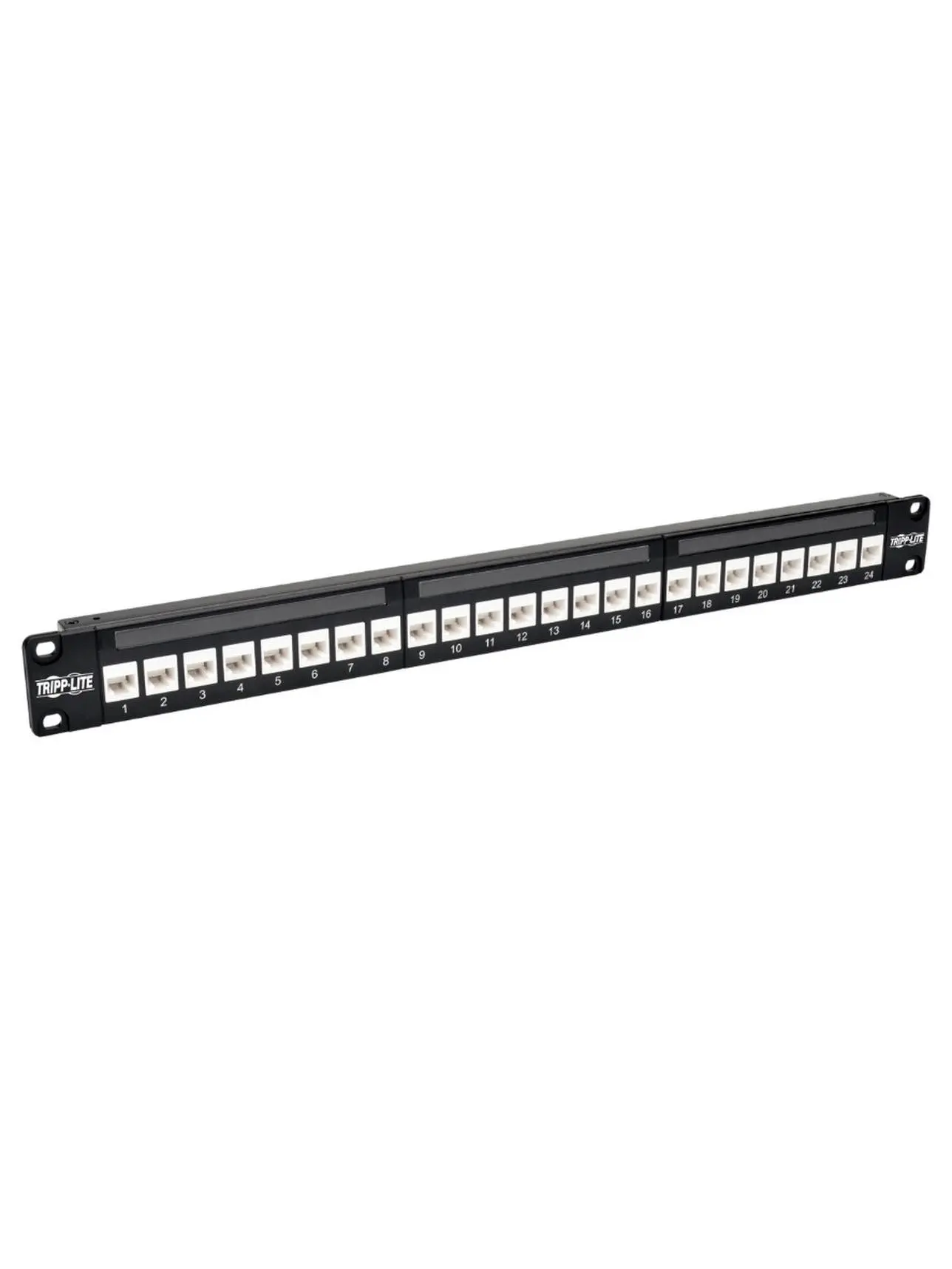 Tripp Lite TRL-N254-024-6A 24-Port 1U Rackmount Cat6a FeedThrough Patch Panel RJ45 Ethernet