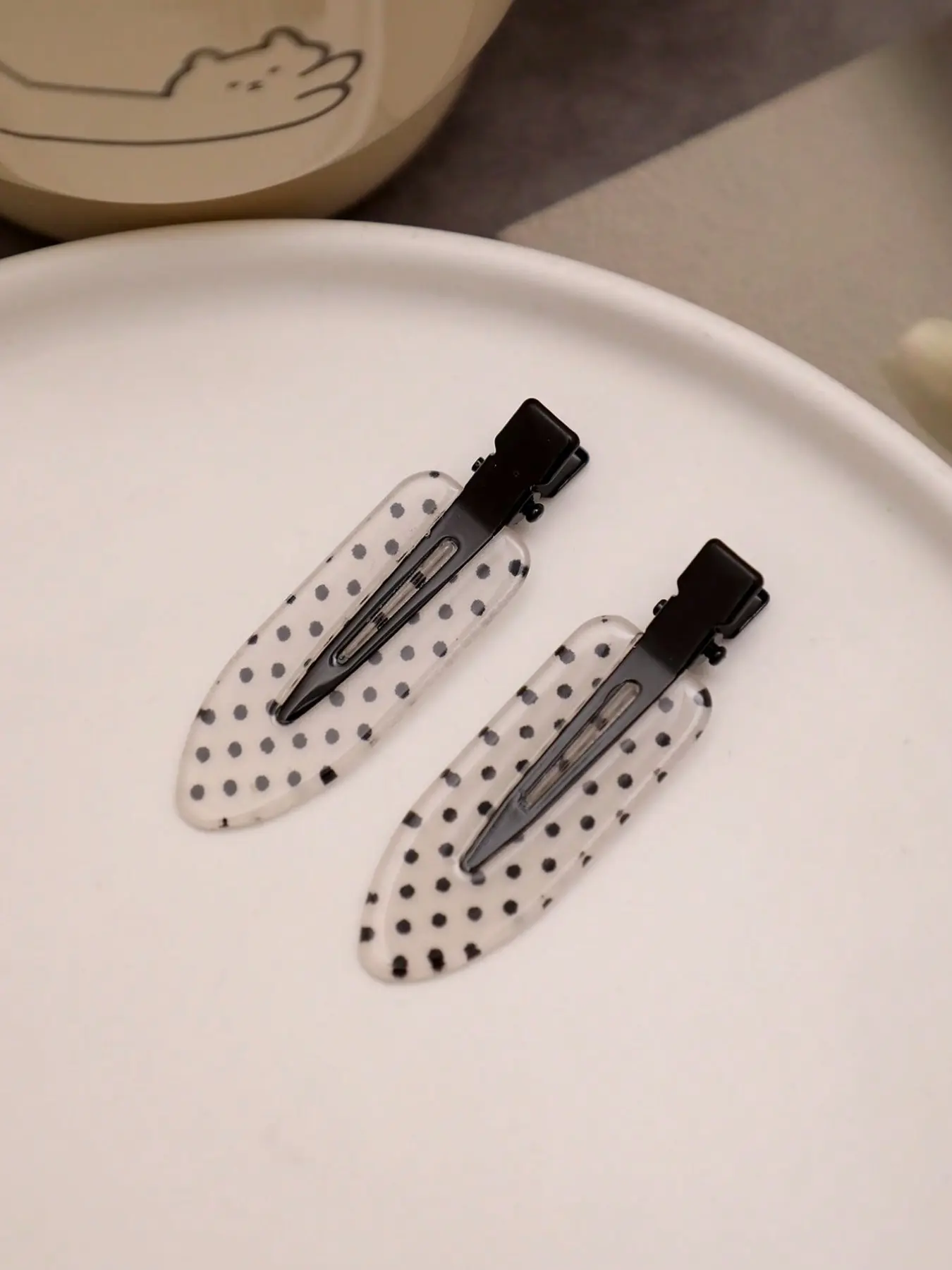 4pcs/Set Acetate Seamless Hairpin, Black & White, Acrylic 