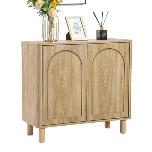 Giratree Modern Sideboard Buffet Cabinet with Arched Finish Doors, Kitchen Storage Cabinet with Solid Wood Legs, Accent Console Table for Dining Room Living Room