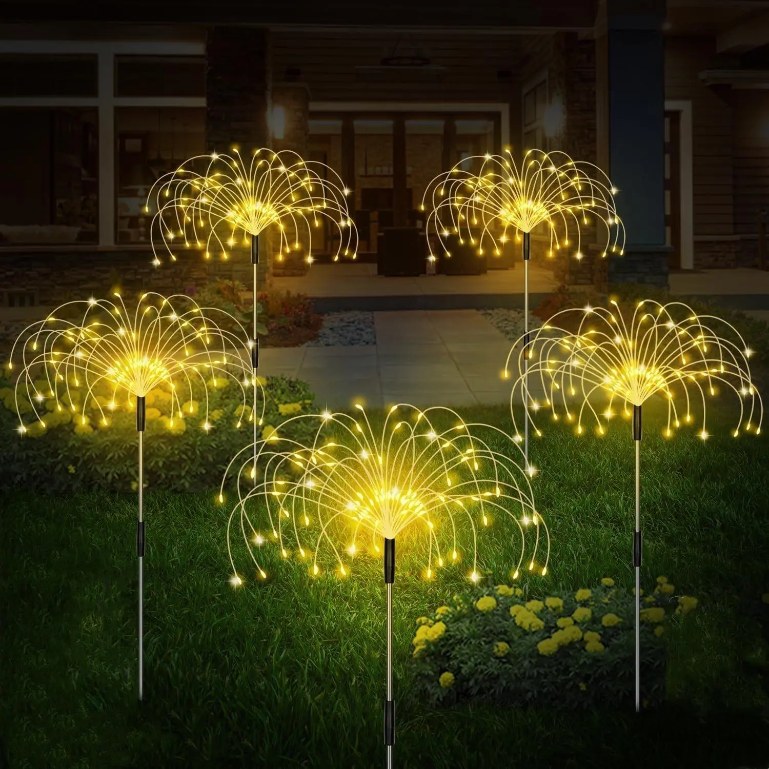 5PCS Solar Firework Light Outdoor Solar Garden Decorative Lights 300/400 LED Powered String DIY Stake Landscape Light for Pathway
