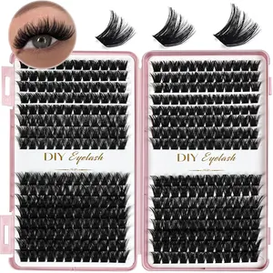 Individual False Eyelashes, 1 Box Natural Look Faux Clusters Eyelashes, Diy Eyelash Extensions, Self Grafting Curling Eye Makeup Tool for Women & Girls, Valentine's Day Gift