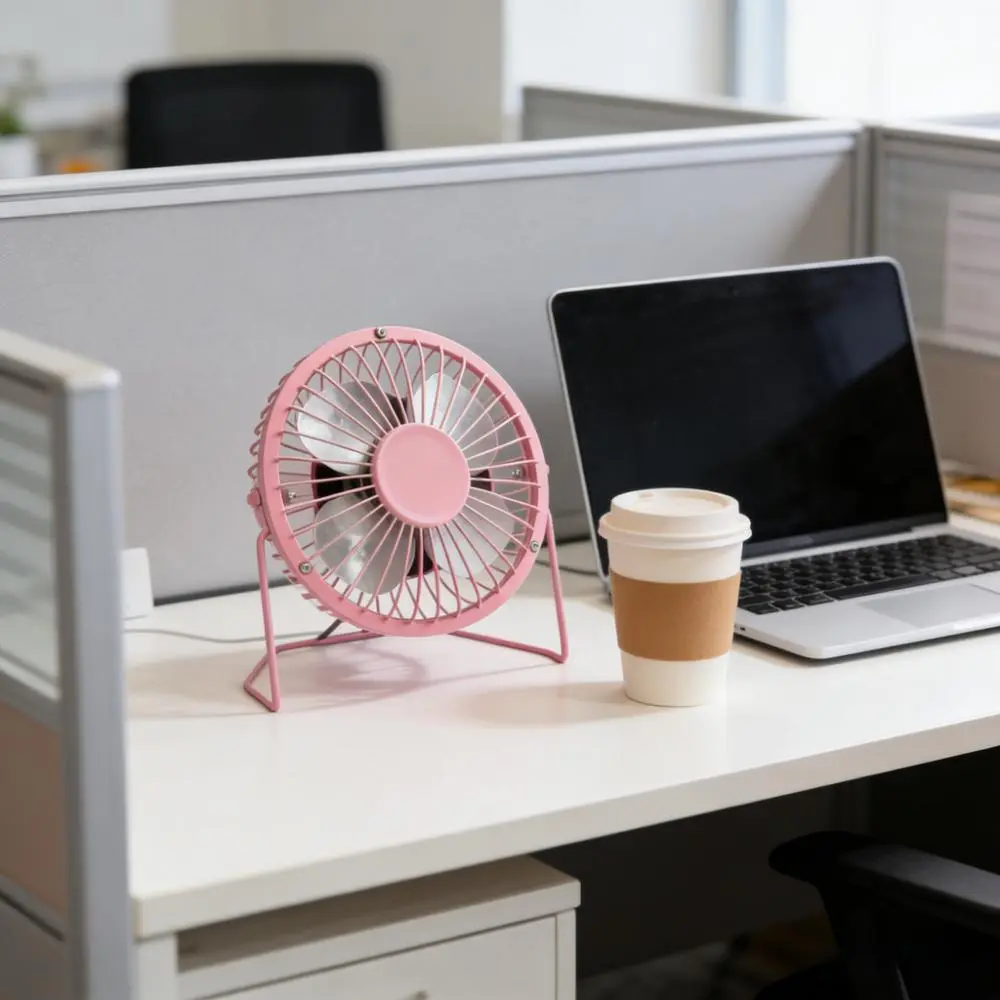 1pc 4 Inch Metal Frame USB Desk Fan, Portable Mini Desktop Cooling Fan, Single Speed Personal Fan, Plug and Play, No Batteries Needed, Suitable for Office, Home, Bedroom & Travel