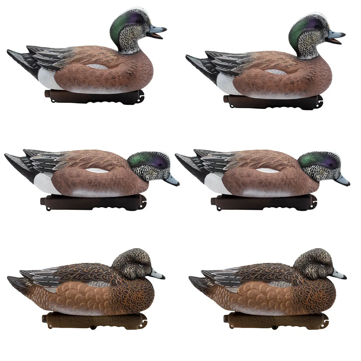 Final Approach HD Wigeon Floating Duck Decoys, 6 Pack