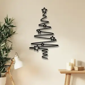 Iron Christmas Tree Wall Decoration Sculpture, Modern elegant decoration, Festival Garden Decoration, Metal Festival Outdoor Wall Decoration, Non Electric Collectibles, Suitable for Home Living Room Terrace