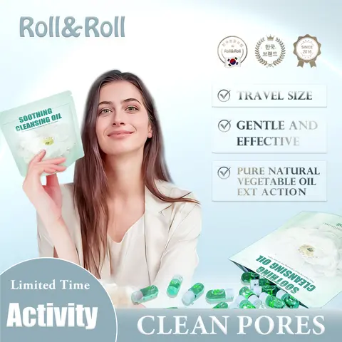Roll&Roll Natural Cleansing Oil – Waterproof Makeup Remover Oil, for All Skin Types Instant Makeup Melt – Gentle & Effective Cleansing Oil
