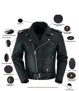 Premium Mens Brando Classic Leather Jacket Genuine Leather Bikers Leather Jacket Sexy