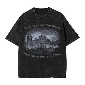 Washed T Shirt Residents Evils 9 Requiem Leon Kennedy Vintage T-Shirt Harajuku  Streetwear Short Sleeve 2Summer Tees Men Women