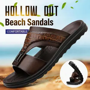 Water-Resistant Reptile-Embossed Vegan Leather Slides | Peel-Resistant Outdoor Sandal & Quick Dry Sandals | Easy Clean Outdoor Beach Shoe, Beach Shoes for Men's Outdoor Entertainment | sport flipflops daily