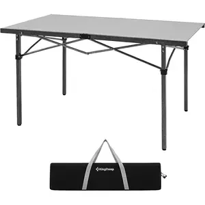 KingCamp All-Aluminum Folding Picnic Dining Table - 53.5" Roll-Up Seamless Tabletop, Durable Heavy-Duty Indoor-Outdoor Portable Table for RV BBQ, Holds 176 lbs, Seats 6-8, Folding Tables