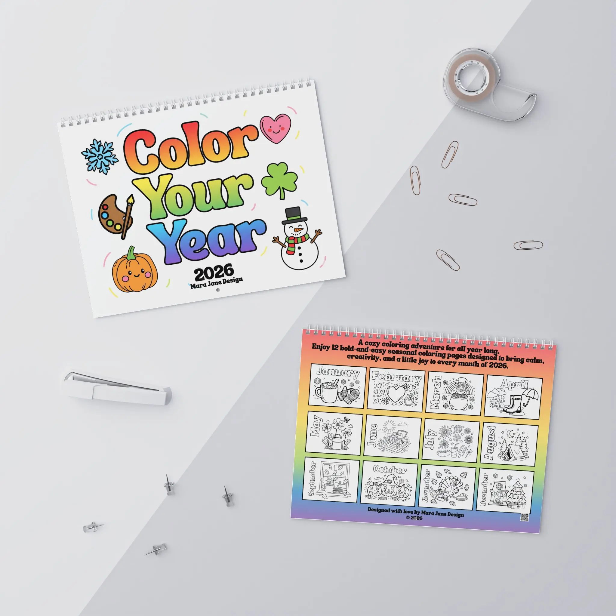 2026 Creative Wall Planner - DIY Monthly Coloring Pages, Office Stationery Supplies, Personal Organizer Notebook