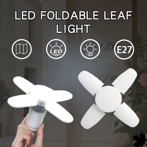 High Brightness LED Light Bulb Leaf Lamp Mini Foldable Four-Leaf Light, Hanging Ceiling Garage Light, Deformable Lighting Fixture