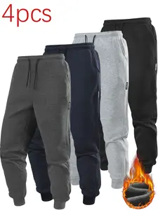 Men's Autumn And Winter Jogger Set Solid Color Joggers With Ankle Zips Suitable For Running Workouts & Casual Wear Drawstring