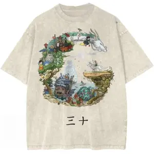 Valentine Shirts Studio Ghibli Anime Streetwear Vintage Graphic Tee Unisex Cotton Crewneck T-Shirt Menswear Womenswear Underwear Streetwear Top Printed Summer Shirts