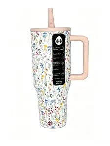 HydroJug Traveler Series Wildflower Edition 40 oz  large capacity car cup Portable Insulated Tumbler — Camping, Travel, Gym, Office; New Vacuum Design; Birthday Surprise Road Trip