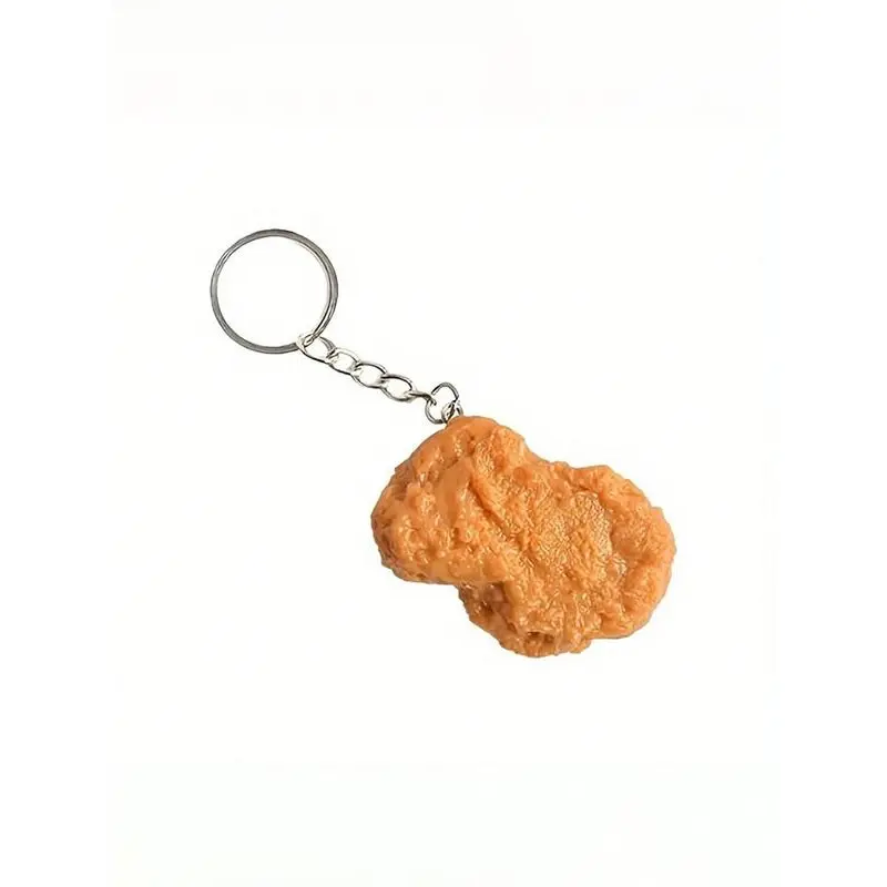 Cute Chicken Nugget Shaped Keychain Pendant - Casual Mini Free Size Clip Keychain, Fashion Accessory for Car Keys, No Warning Applicable, Daily, Pvc, Solid, Fashion Accessories, Unisex, Cartoon Keychains