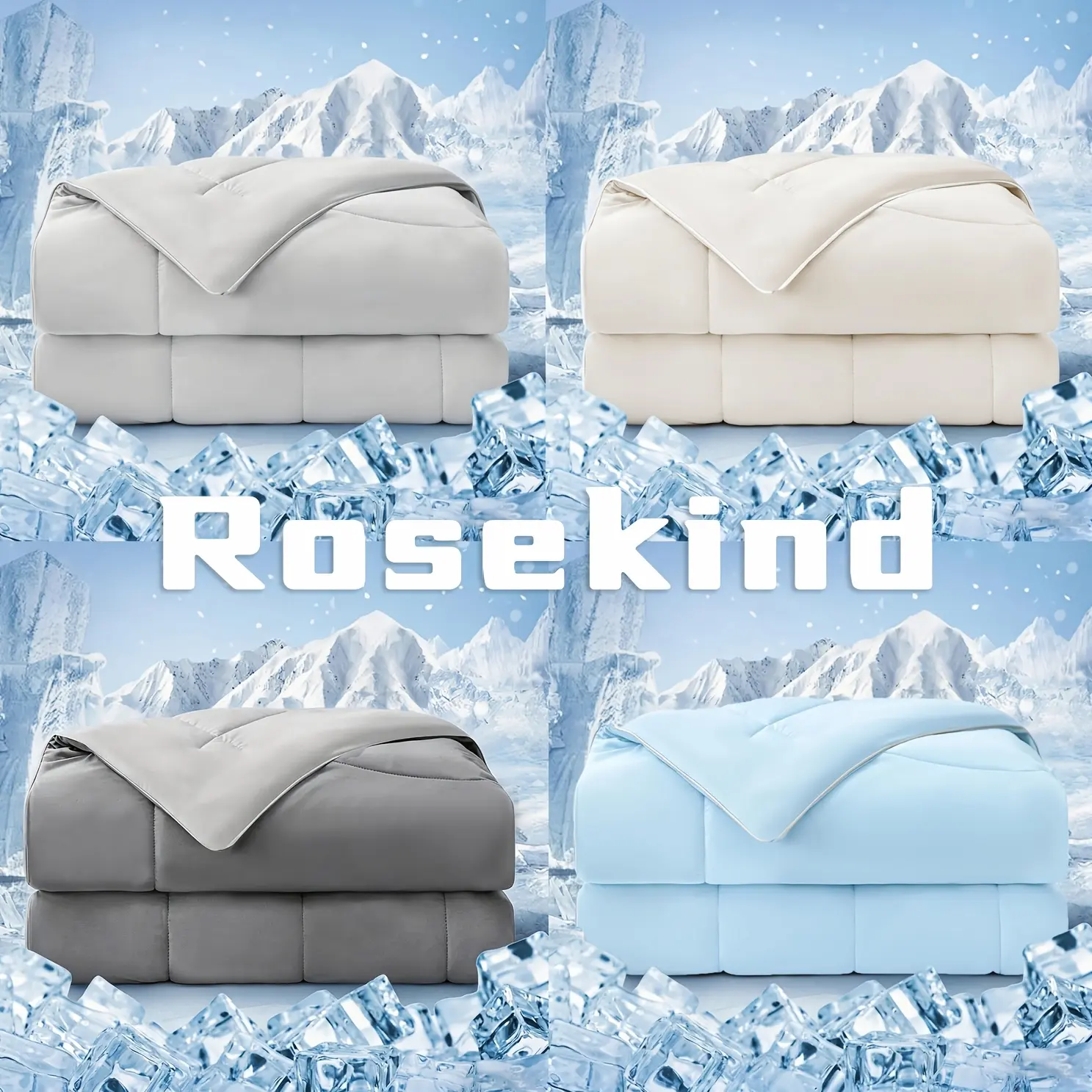 Rosekind Cooling Blankets for Hot Sleepers, Luxury Lightweight Cozy Soft Throw for Night Sweats Double Sided Breathable Blanket for Bed Couch Sofa, Q-Max 0.4 Cold Tech Ice Blanket, King (108"X90")