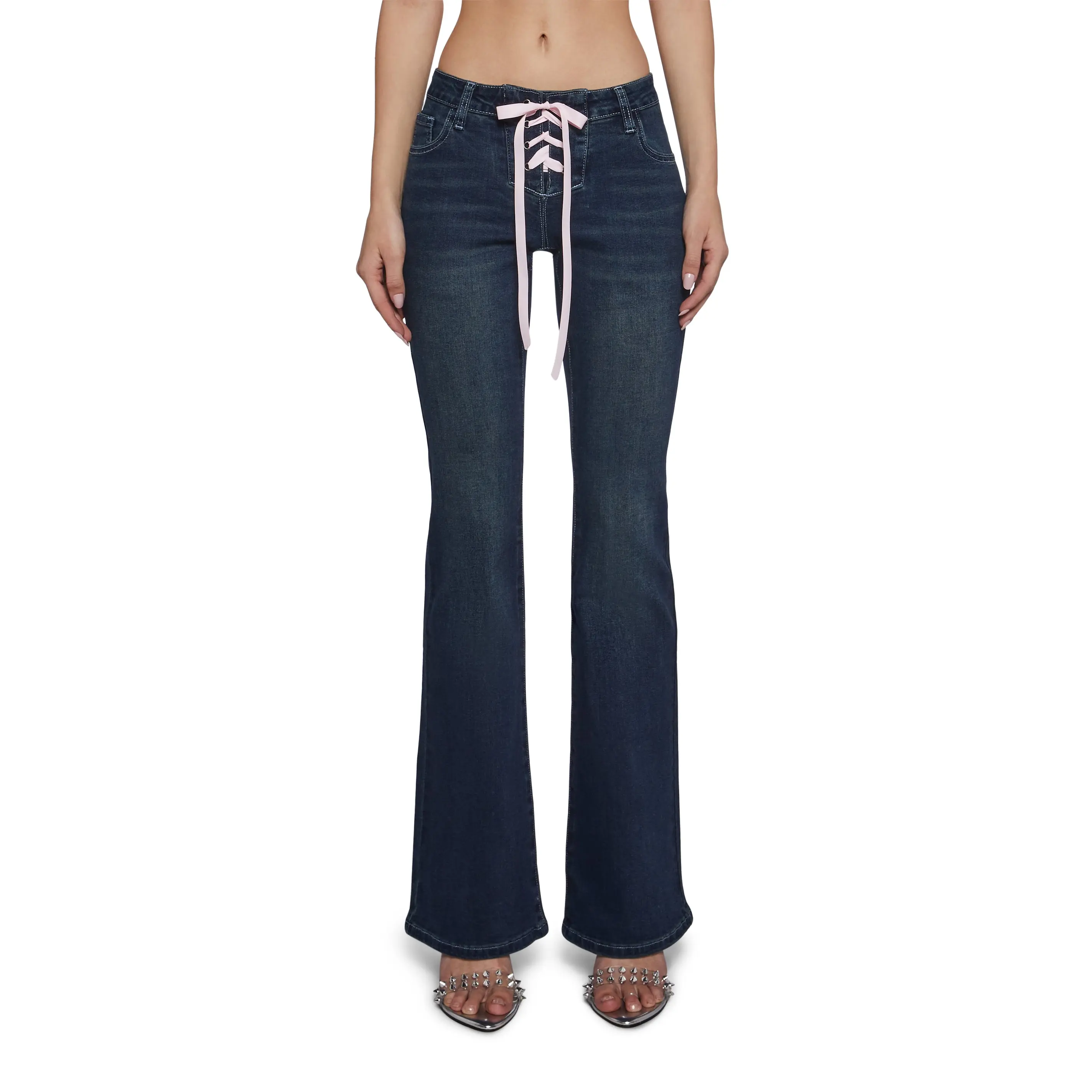 Talia Low Rise Jeans - Lace Up