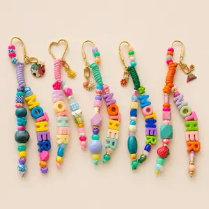 Handmade Mother Gold Design Keychain Stylish Chunky Letter Carabiner