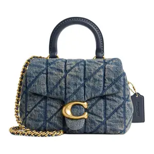 Coach Tabby 19 Quilted Diamond-Pattern Fabric Shoulder Handbag Small Women's Indigo Blue
