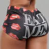 Women's All Over Letter & Lips Print Elastic Waist Shorts, Casual Comfy Breathable Graphic Print Shorts for Summer, Ladies Bottoms for Daily Wear