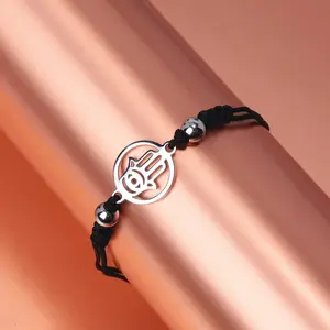 Hamsa Hand Charm Braided Bracelet