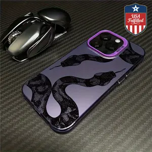 For iPhone 11-17 Pro Max/Pro/Plus/Air Case: Dark Snake Pattern Mirror TPU Shockproof Edgy Wild Phone Cover