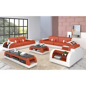 Piliu Leather Sofa Set with Side Storage