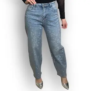 Denim Rhinestone Jeans - Blue, Women's Clothing, Bottoms