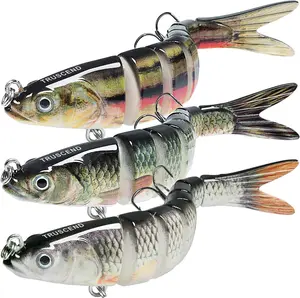 TRUSCEND Swimmax Easy Catch Sinking Fishing Lures with BKK Hooks - Wiggling, Vibrating, Rattling, Gurgling - Heavy-Duty Dyneema Fiber Jointed Swimbaits for Bass, Trout