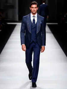 Men's Three-Piece Suit Set (jacket + Vest + Pants), Fashionable Business Formal Wear, Slim-Fit Party
