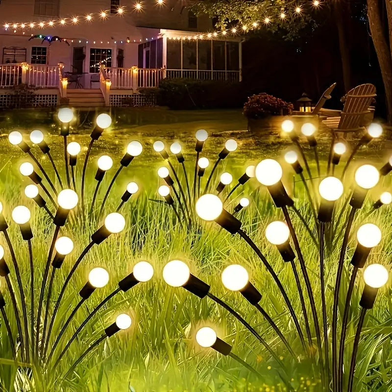 Solar-Powered LED Firefly Lights - 12/16/20-LED, IP65 Waterproof, Decorative Solar Lights Outdoor, Photovoltaic Pathway Lighting, Garden Decor, Grandma Gift