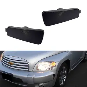 Smoked Lens Front Corner Side Marker Signal Lamp Lights Housings For Chevy HHR  2006 2007 2008 2009 2010 2011 Replace OEM 20890411; GM2860109