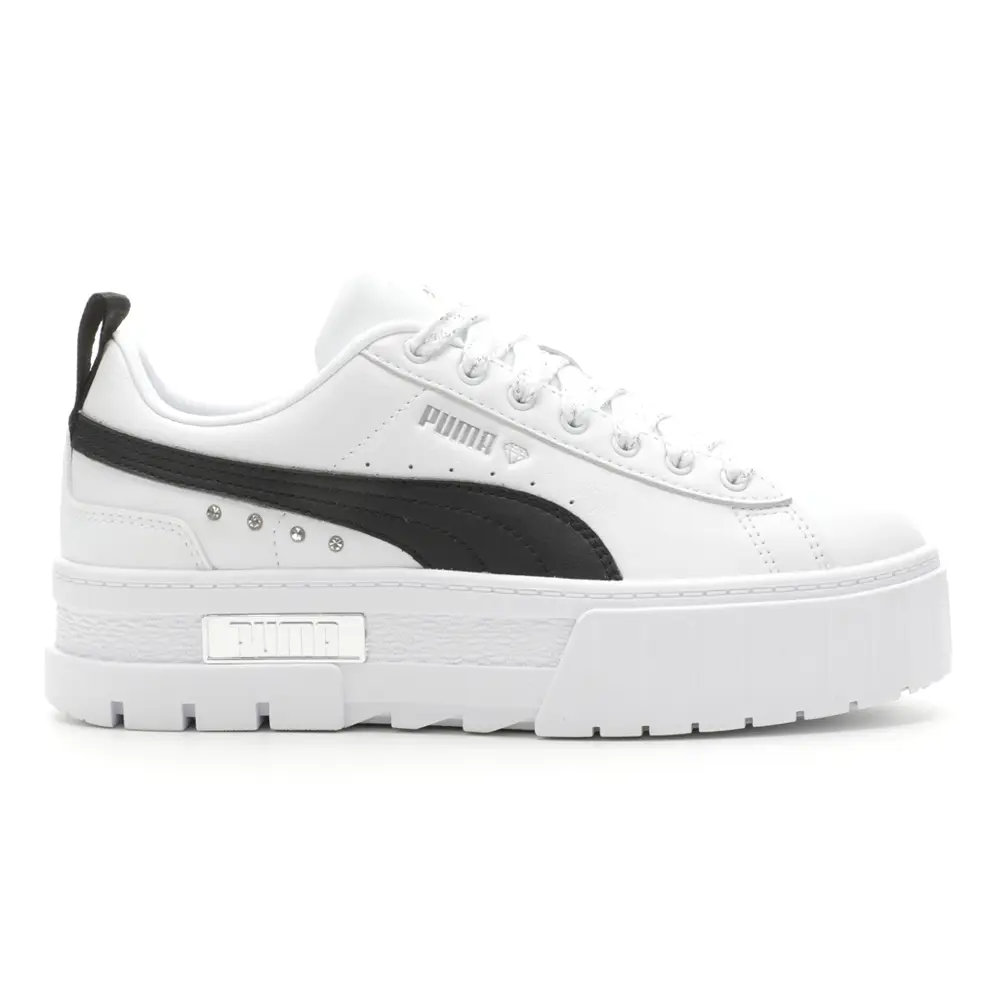 PUMA Womens Mayze Flawless Lace Up Platform Sneakers Shoes Casual - White