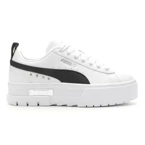 PUMA Womens Mayze Flawless Lace Up Platform Sneakers Shoes Casual - White