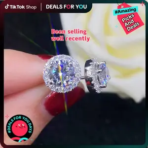 【Must be】S925 Silve Moissanite Stud Earrings Fashion Classic Ear Jewelry Gift for Men Genuine Authenticity Certificate，Mother's Day gift，combination/stud earrings，Mid-Year sale | dealsforyoudays