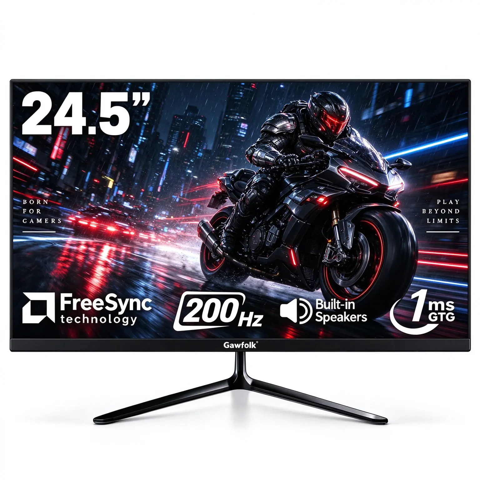 200hz Monitor Gawfolk 24.5in Black FHD Gaming Monitor - 200Hz Refresh Rate, 1080p Pixels Resolution, 1ms Response Time, FreeSync, 99% sRGB, HDMI Ports, 75x75 VESA Wall Mountable, Ultra Slim Frameless Design, for Gamer Stuff, 1080 P Pixels