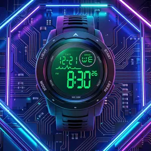 Men's Digital Sports Watch 50M Waterproof Military Tactical Wristwatch with LED Backlight Alarm Stopwatch Date Rugged Outdoor Digital Watch for Men