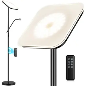 Floor Lamp, Upgraded 36W 3000LM Torchiere Super Bright LED Floor Lamp for Living Room, Stepless Dimmable Black Modern Standing Lamp with Remote & Touch Control, Tall Lamp for Bedroom, Office, Black