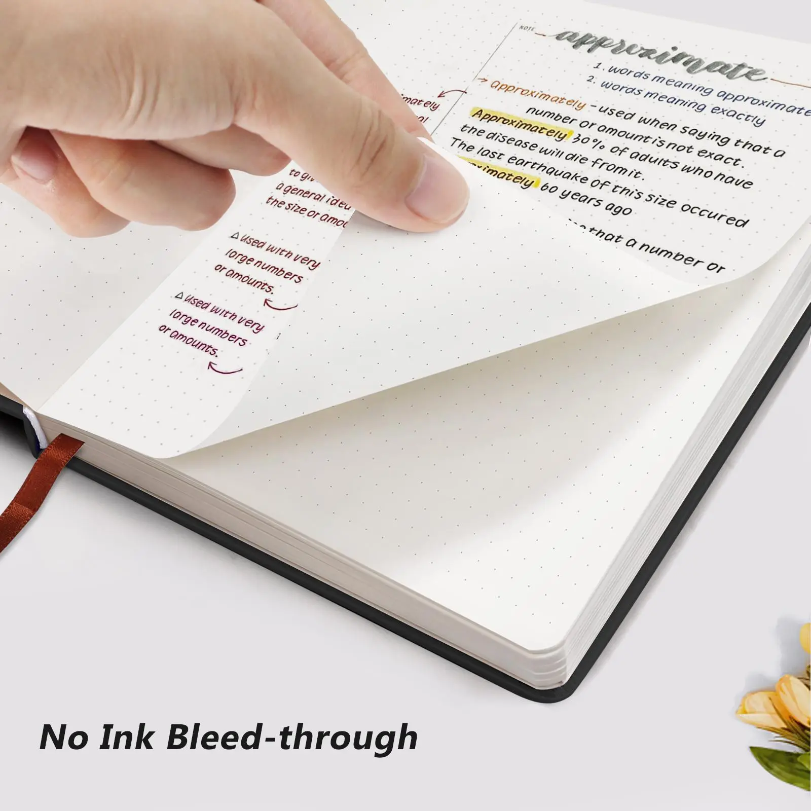 Dot matrix notebook, 5.7" x 8.3" hardcover leather notebook, medium size, 100 GSM thick paper