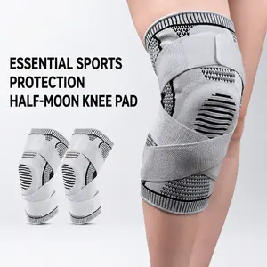 Compression Knee Brace with Silicone Support, Adjustable Strap Knee Sleeve for Men Women, Breathable Protector for Basketball, Running, Hiking & Sports