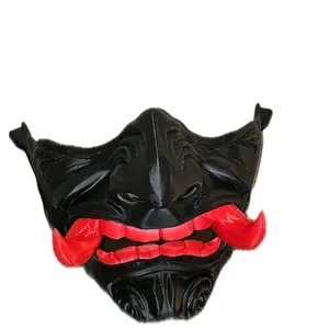 black and red oni half mask