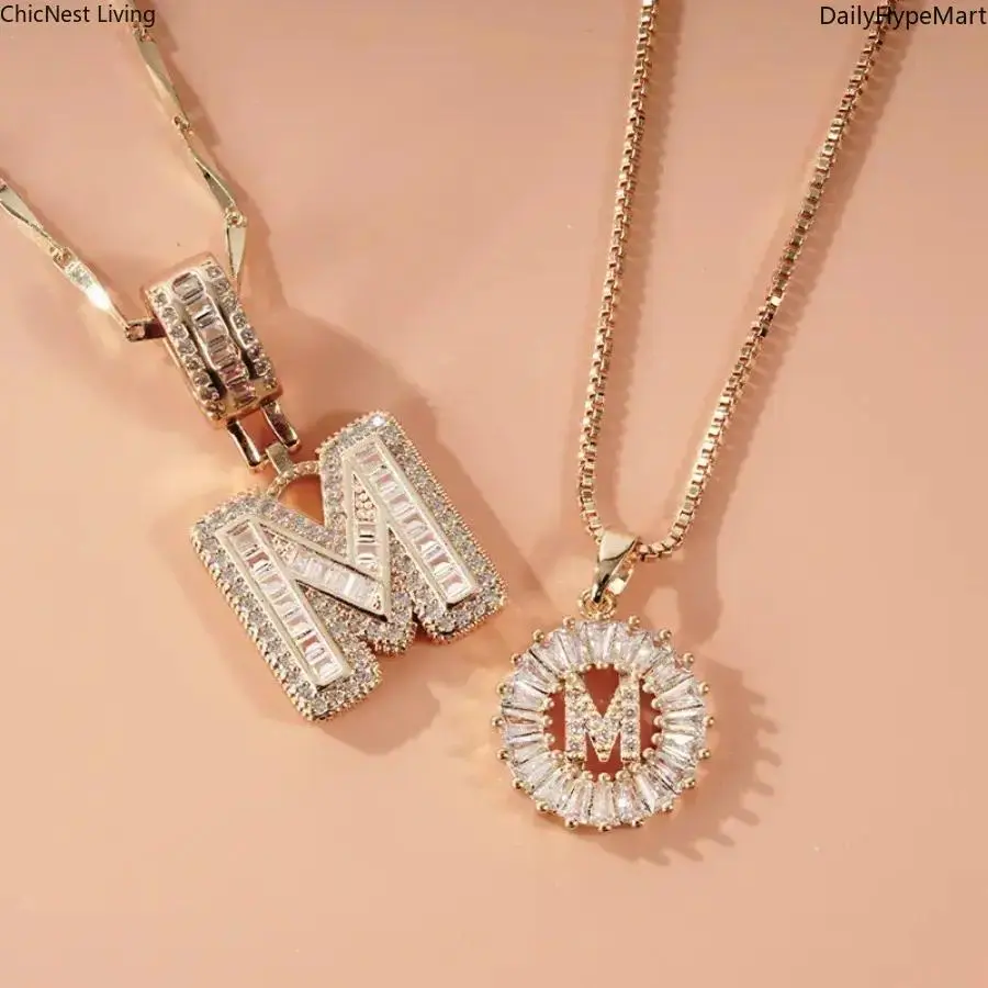 2Pcs Alphabet Initial Pendant Necklaces - Gold Plated, Silver Option, Adjustable Chain, Romantic Glamorous Love Lettering Necklace and Chain, Trendy Daily Wear Fashion Accessory, Valentine's Day Gift