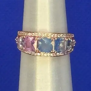 Bomb Party Dreaming In Sparkle Multi-Stone Ring Size 6 - Rose Gold Plated
