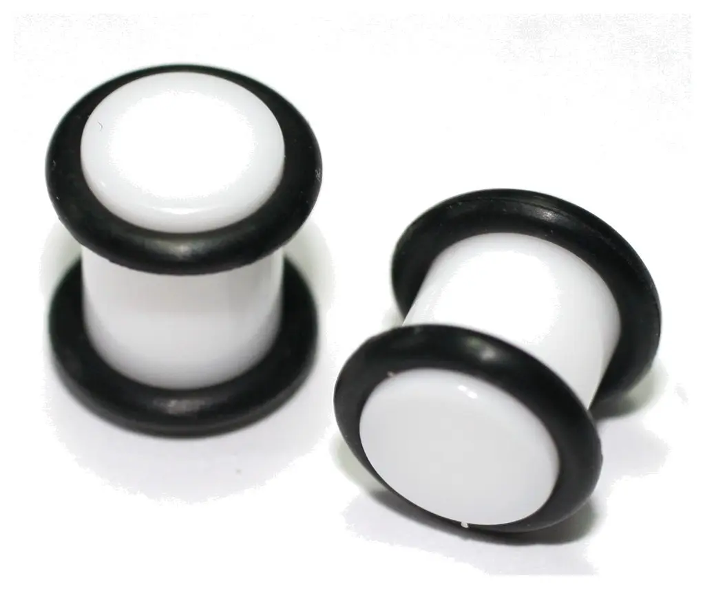 8g gauge Pair WHITE ACRYLIC PLUGS tunnels ear 3.2mm