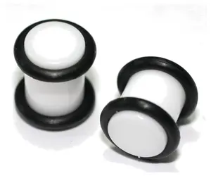 8g gauge Pair WHITE ACRYLIC PLUGS tunnels ear 3.2mm