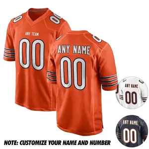 Personalized Chicago Football Jersey, Custom name and number Man Women Short Sleeves V-Neck, Game Day Jersey, Unisex Polyester Jersey Shirt