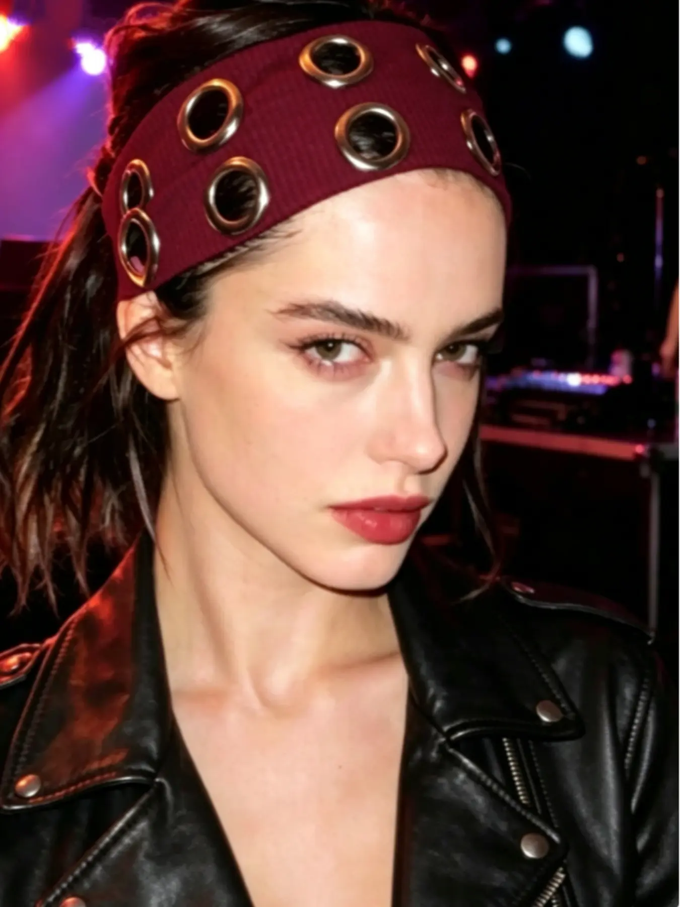 Y2K Grunge Eyelet Headband, Punk Style Versatile Hair Accessories
