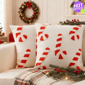 2 Packs Christmas Pillow Covers-Christmas Decor Candy Cane Pillows 18 * 18in,Throw Pillows for Couch for Bedroom Sofa Living Room Winter New Year Home Decor